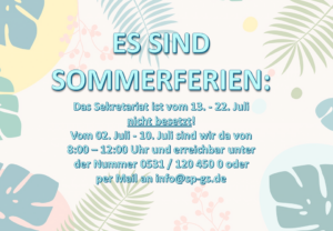 Öffnungszeiten Sekretariat | Sommerferien
